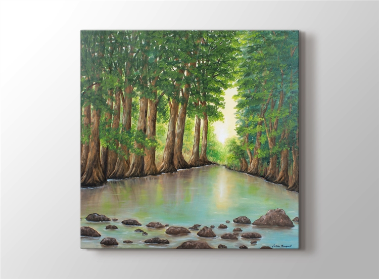Yagli Boya Ormanda Safak Tablosu Yagli Boya Doga Manzara Tablosu